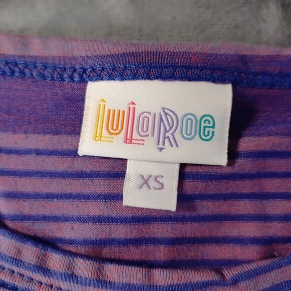 Lularoe Womens Julia Dress Size XS Purple Striped Stretch Bodycon Midi Casual - Picture 2 of 9
